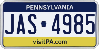 PA license plate JAS4985