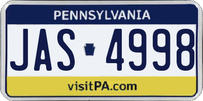 PA license plate JAS4998