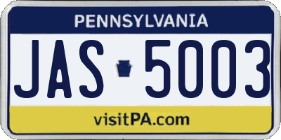 PA license plate JAS5003