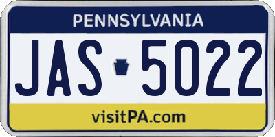 PA license plate JAS5022
