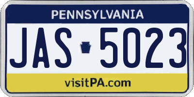 PA license plate JAS5023