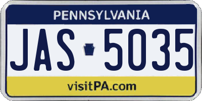 PA license plate JAS5035