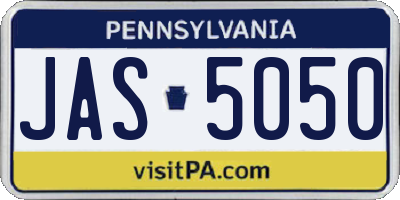 PA license plate JAS5050