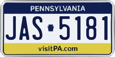 PA license plate JAS5181