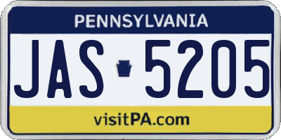 PA license plate JAS5205
