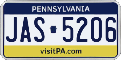 PA license plate JAS5206