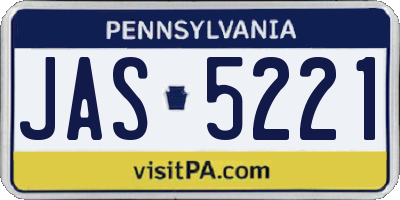 PA license plate JAS5221