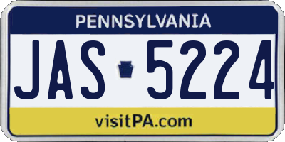 PA license plate JAS5224