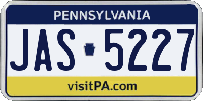 PA license plate JAS5227