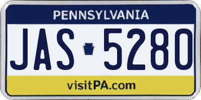 PA license plate JAS5280