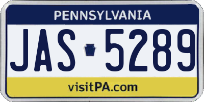 PA license plate JAS5289