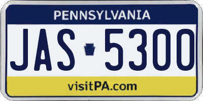 PA license plate JAS5300