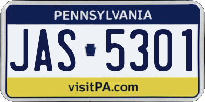 PA license plate JAS5301