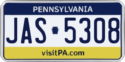 PA license plate JAS5308