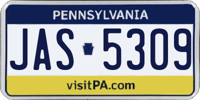 PA license plate JAS5309