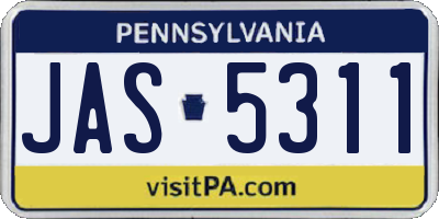 PA license plate JAS5311