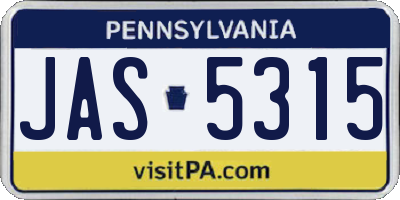 PA license plate JAS5315
