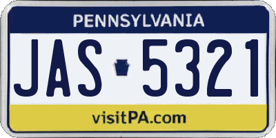 PA license plate JAS5321