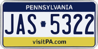 PA license plate JAS5322