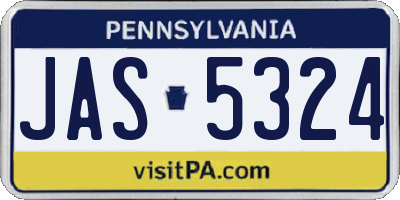 PA license plate JAS5324