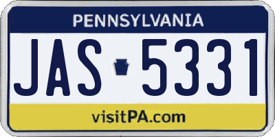 PA license plate JAS5331