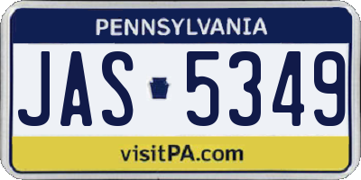 PA license plate JAS5349