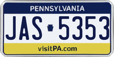 PA license plate JAS5353