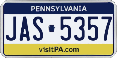 PA license plate JAS5357