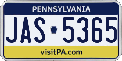 PA license plate JAS5365