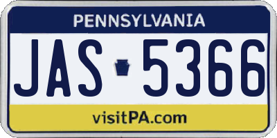 PA license plate JAS5366
