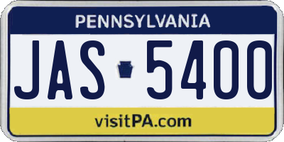 PA license plate JAS5400