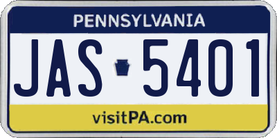 PA license plate JAS5401