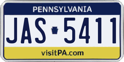 PA license plate JAS5411