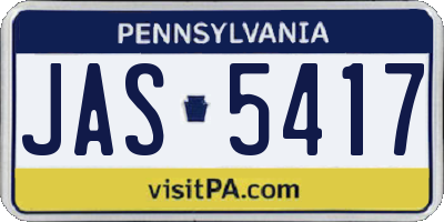 PA license plate JAS5417