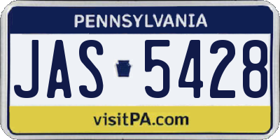 PA license plate JAS5428