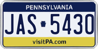PA license plate JAS5430