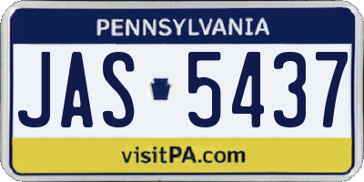 PA license plate JAS5437