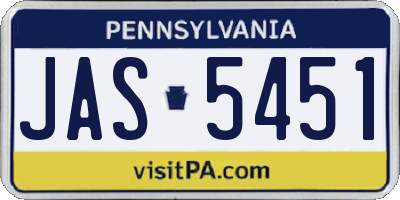 PA license plate JAS5451