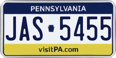 PA license plate JAS5455