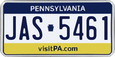 PA license plate JAS5461