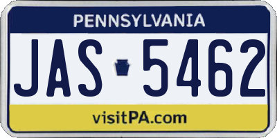 PA license plate JAS5462