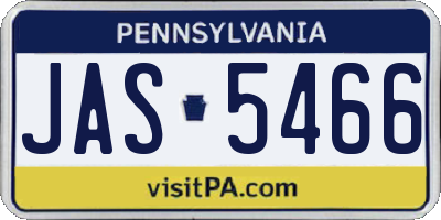PA license plate JAS5466
