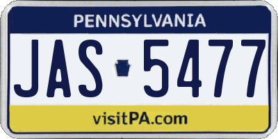 PA license plate JAS5477