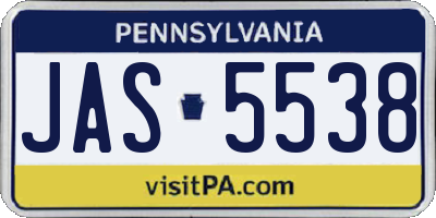 PA license plate JAS5538