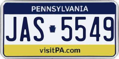 PA license plate JAS5549
