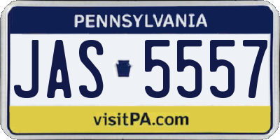 PA license plate JAS5557