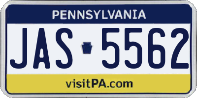 PA license plate JAS5562