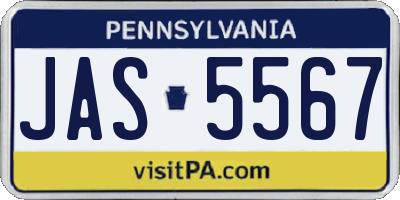 PA license plate JAS5567