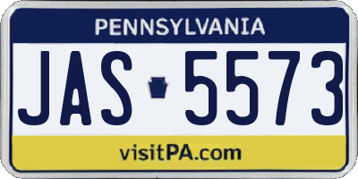 PA license plate JAS5573