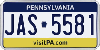 PA license plate JAS5581